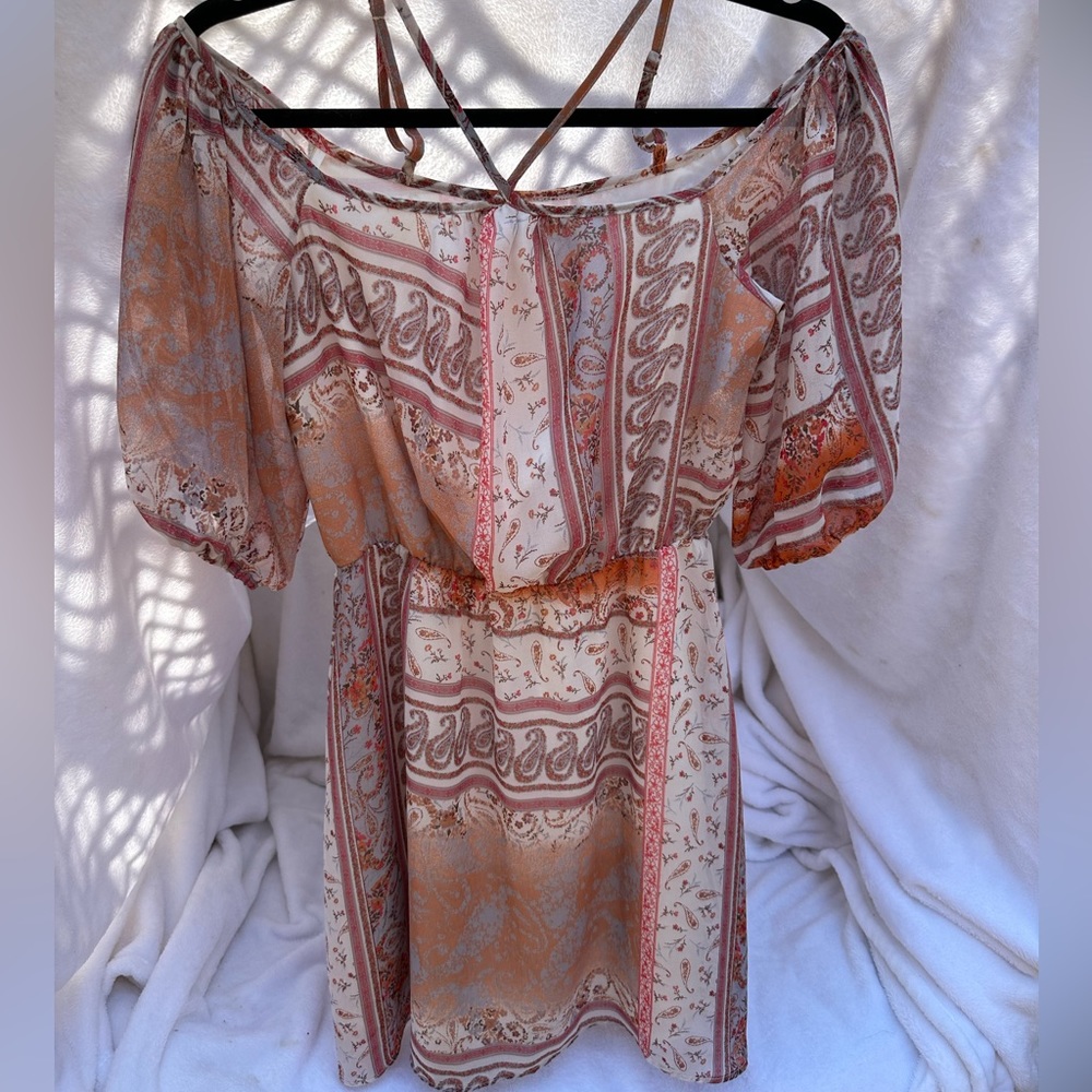 NWT BCBGeneration paisley patchwork‎ off the shou… - image 5